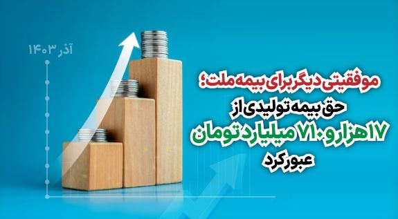 موفقیتی دیگر برای بیمه ملت؛ حق بیمه تولیدی از ۱۷ هزار و ۷۱۰ میلیارد تومان عبور کرد موفقیتی دیگر برای بیمه ملت؛ حق بیمه تولیدی از ۱۷ هزار و ۷۱۰ میلیارد تومان عبور کرد