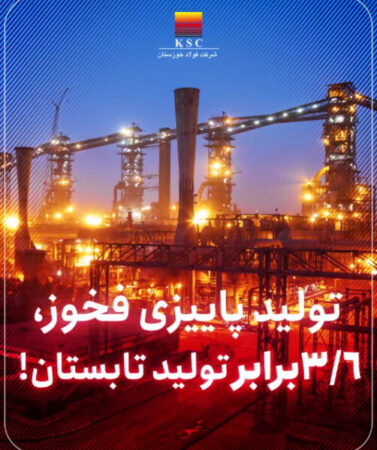 جهش تولید در فولاد خوزستان؛ تولید پاییزی ۳.۶ برابر تابستان! جهش تولید در فولاد خوزستان؛ تولید پاییزی ۳.۶ برابر تابستان!