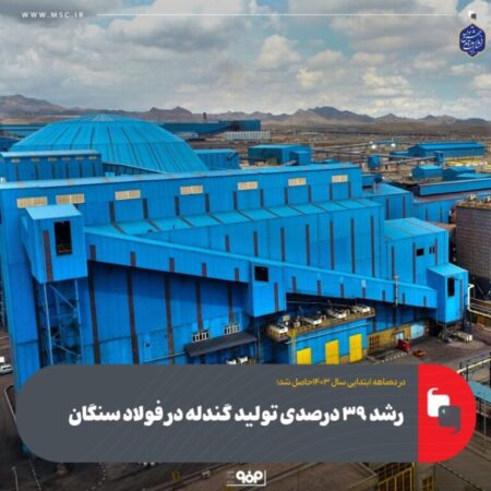 در دهماهه سال ۱۴۰۳ حاصل شد/ رشد ۳۹ درصدی تولید گندله در فولاد سنگان در دهماهه سال ۱۴۰۳ حاصل شد/ رشد ۳۹ درصدی تولید گندله در فولاد سنگان
