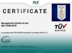 تمدید اعتبار گواهینامه بین‌المللی ISO 31000 در شرکت مبین انرژی خلیج فارس